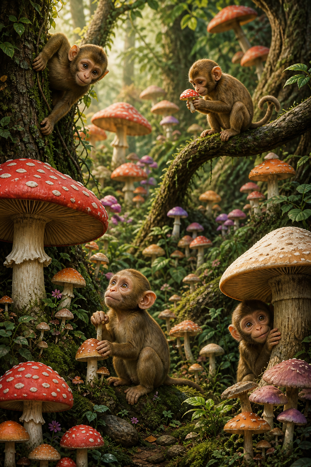 Monkeys and Mushies Wallpaper